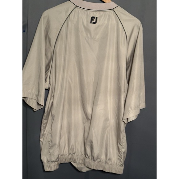 FootJoy Mens XL Tan Short Sleeve V-Neck Golf Windshirt Pullover Jacket - Picture 9 of 12